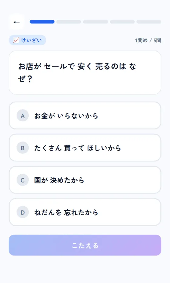 クイズの出題。お金・銀行・会社・経済から